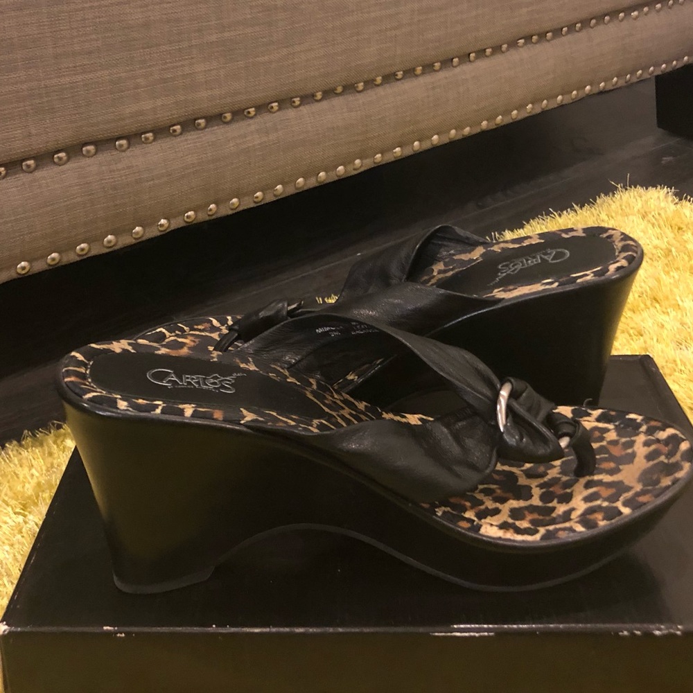 Black wedge sandals